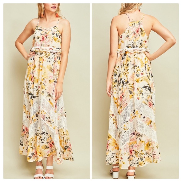Tropical Lemon Green Resort Maxi Dress - Picture 3 of 12